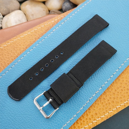 5/8" Black Nylon Tropical Unused 1950s Vintage Watch Strap & Elgin Logo Buckle
