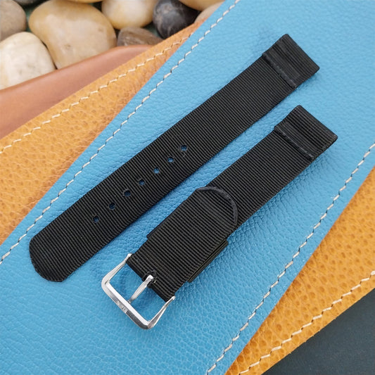 5/8" Black Nylon Tropical Unused 1950s Vintage Watch Strap & Elgin Logo Buckle