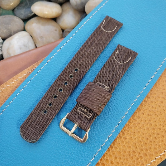 Vintage Brown 1940s 5/8" Ribbed Rayon Nylon Two Piece Classic Unused Watch Band