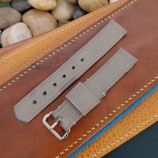 Vintage Gray 1940s 16mm Ribbed Rayon Nylon Two Piece Classic Unused Watch Band