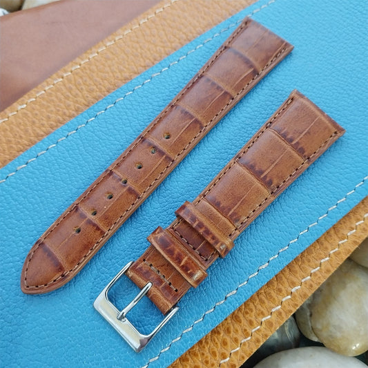 Hadley Roma USA 20mm Brown Padded Tapered Gator Grain Leather Unused Watch Band