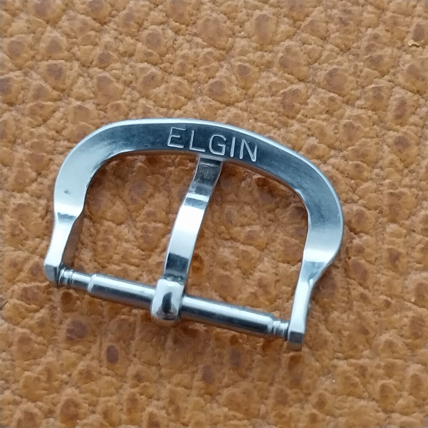 1950s Elgin Logo 5/8" Silver-Tone Bevel Edge Vintage Unused Watch Band Buckle