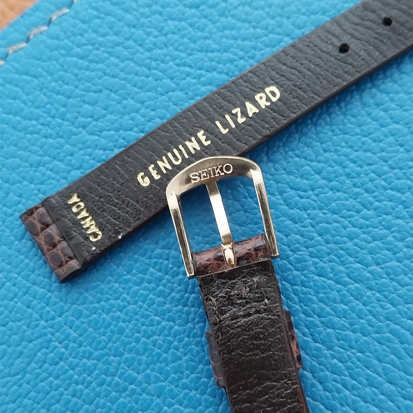 Vintage 10mm Seiko Lizard Classic nos Unused Watch Band & Gold RGP Logo Buckle