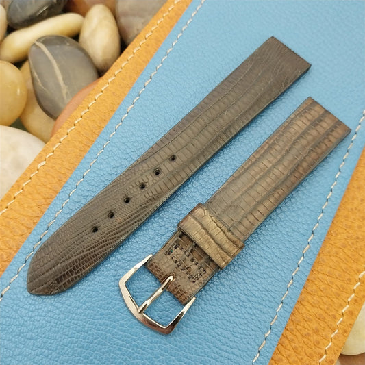 Vintage 11/16" Mormac Gray Lizard Tapered Unused Classic nos 1960s Watch Band