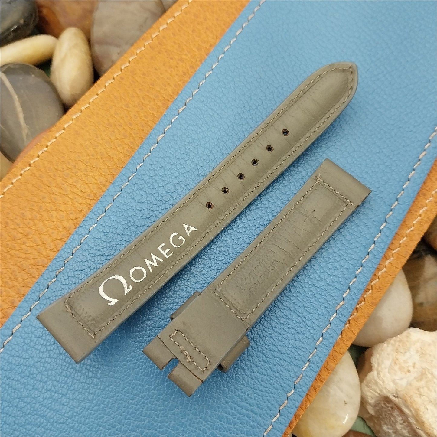 Omega 5/8" Gray Calf Leather Unused As-Is 1950s Vintage Watch Band