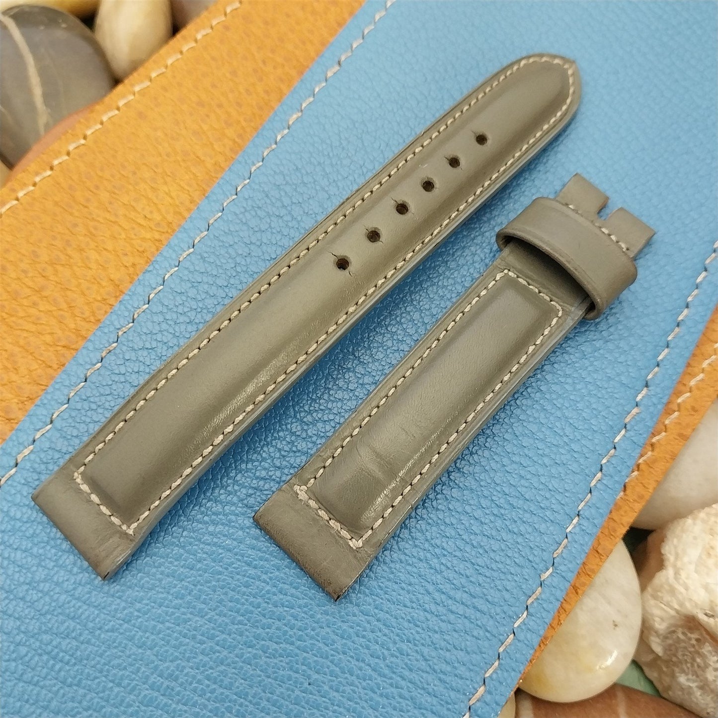 Omega 5/8" Gray Calf Leather Unused As-Is 1950s Vintage Watch Band