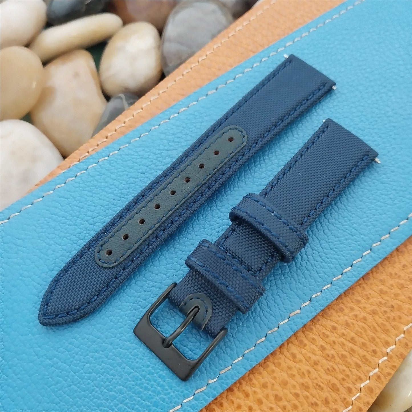 18mm Blue Sailcloth 2-Piece Tapered 18/16 Strap Roboband Unused Watch Band