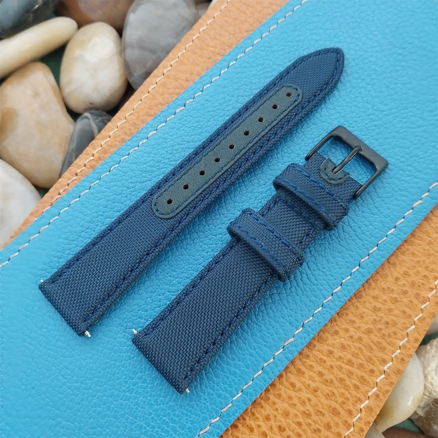 18mm Blue Sailcloth 2-Piece Tapered 18/16 Strap Roboband Unused Watch Band