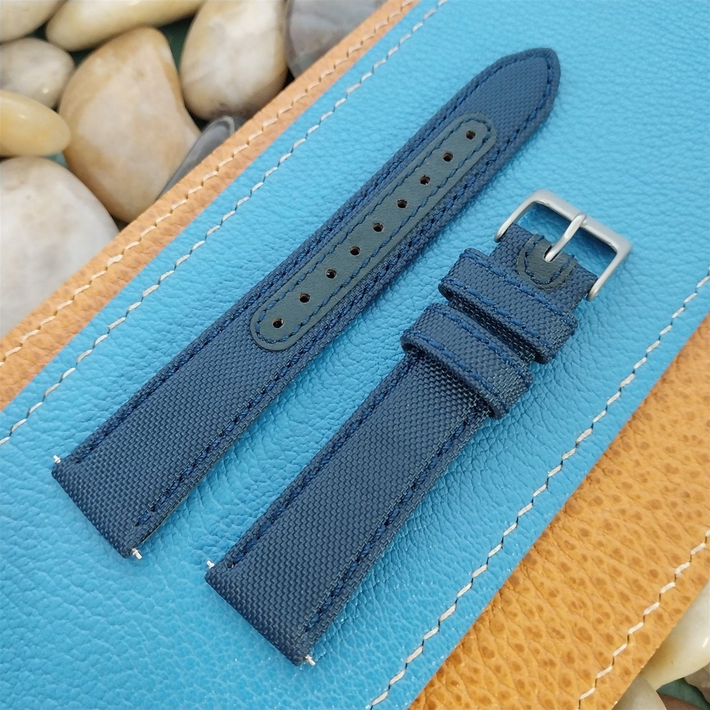 18mm Blue Sailcloth 2-Piece Tapered 18/16 Roboband Unused Field Watch Band