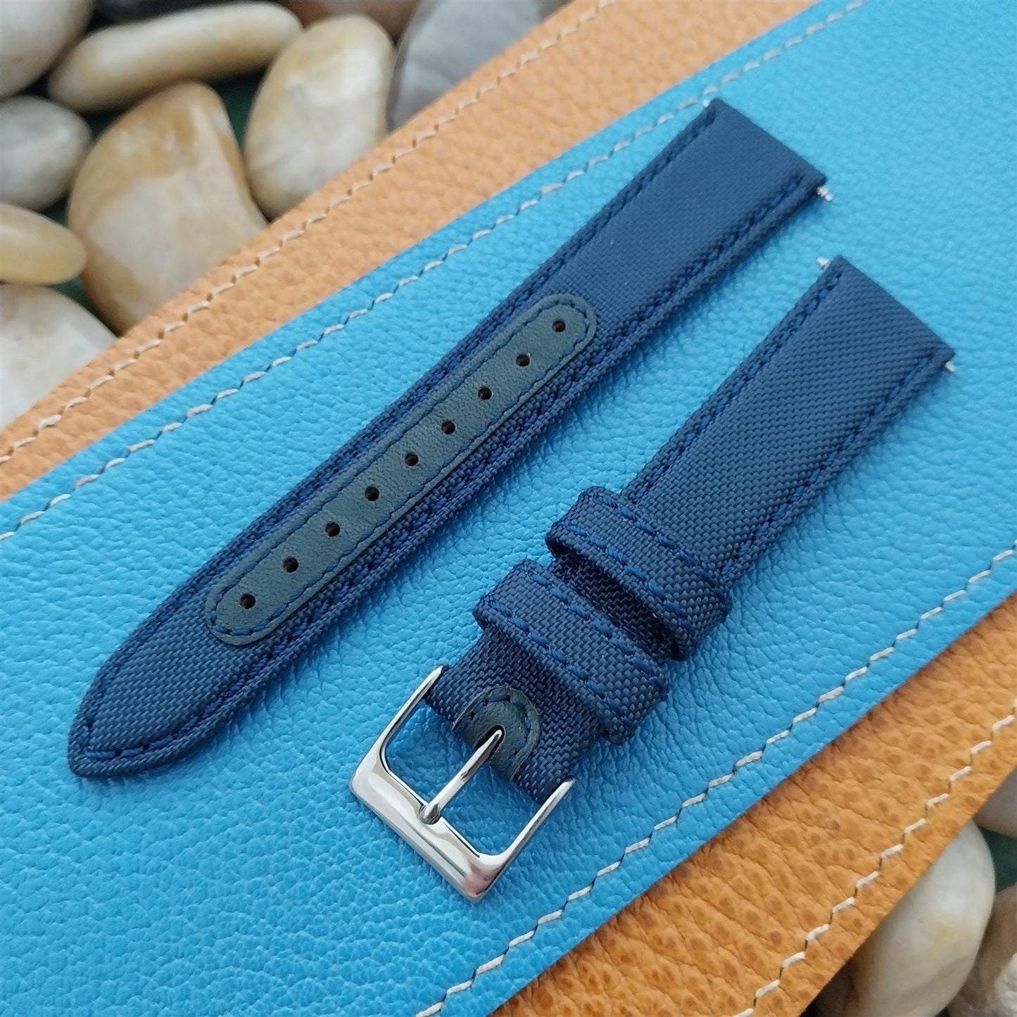 18mm Blue Sailcloth 2-Piece Tapered 18/16 Strap Roboband Unused Watch Band