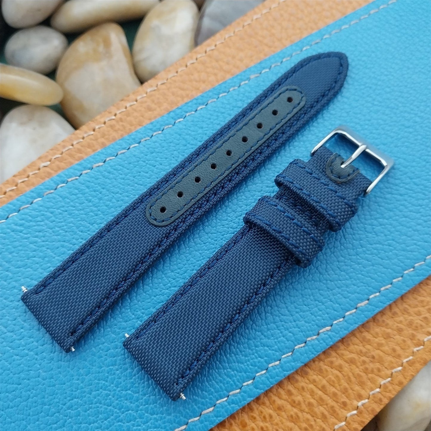 18mm Blue Sailcloth 2-Piece Tapered 18/16 Strap Roboband Unused Watch Band