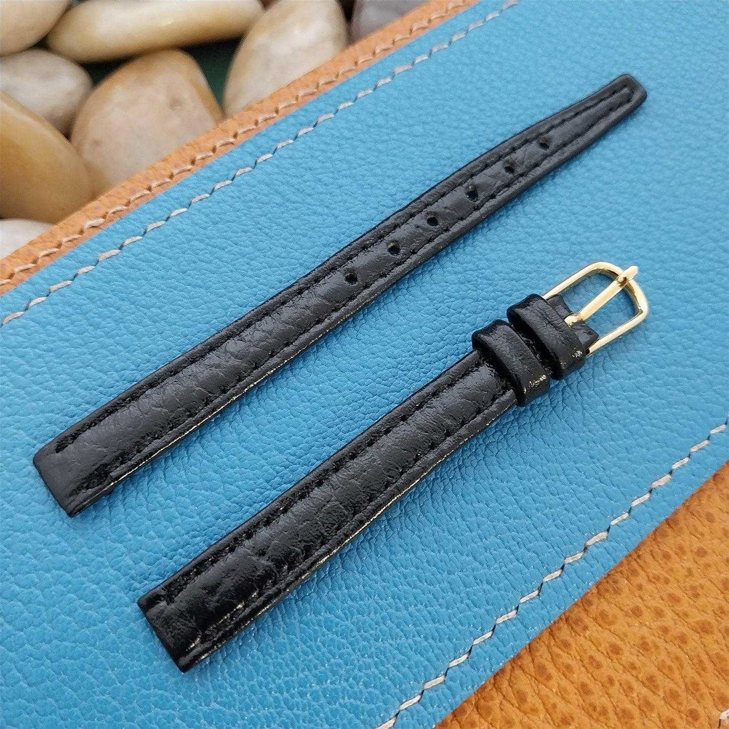 10mm Hadley Roma Black Leather Ladies nos Unused Vintage Watch Band