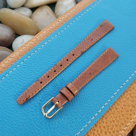 11mm Hadley Roma Brown Ostrich Grain Leather Ladies Unused Vintage Watch Band