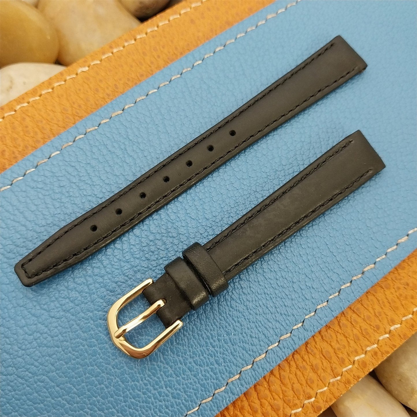 12mm Hadley Roma Black Leather Ladies nos Unused Vintage Watch Band