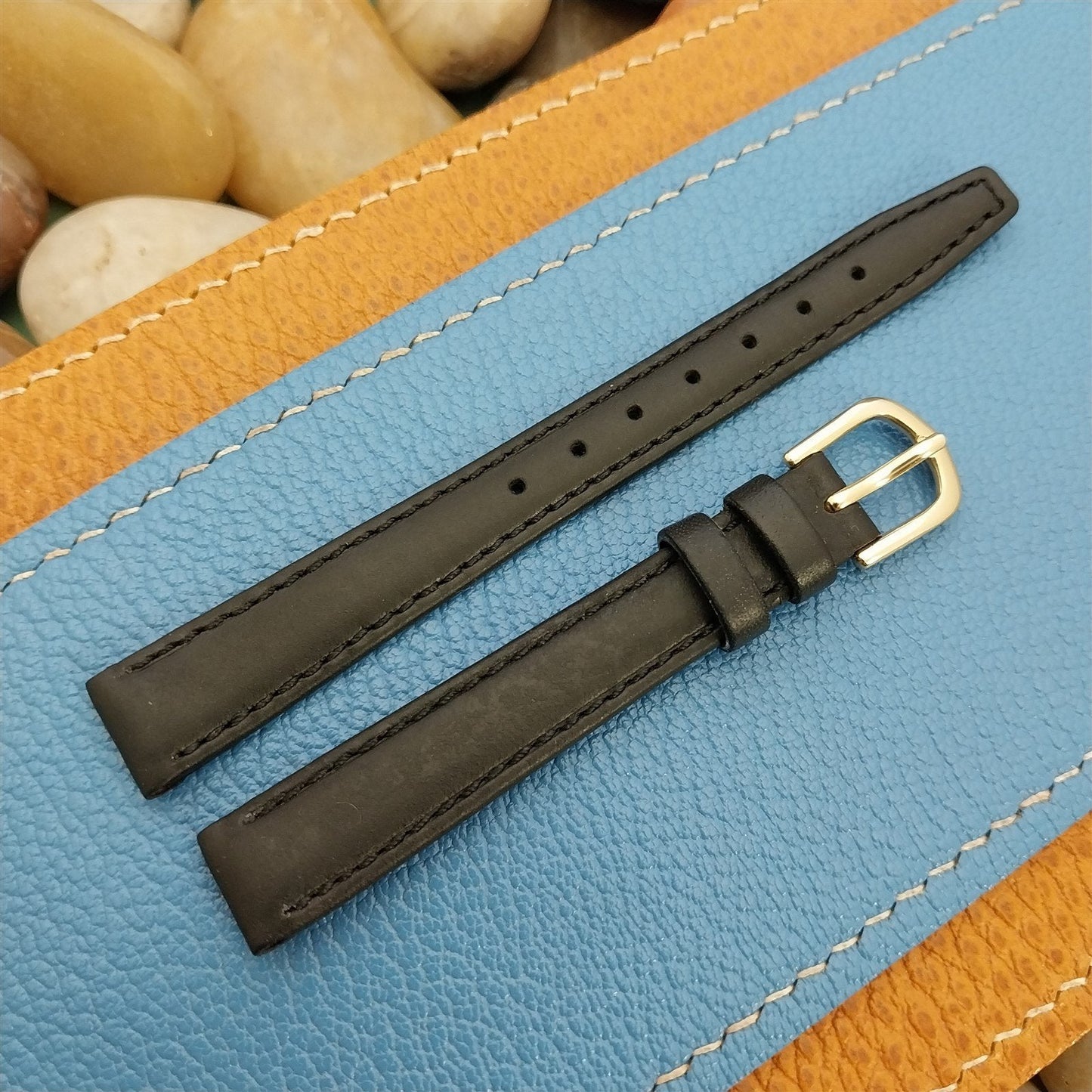 12mm Hadley Roma Black Leather Ladies nos Unused Vintage Watch Band