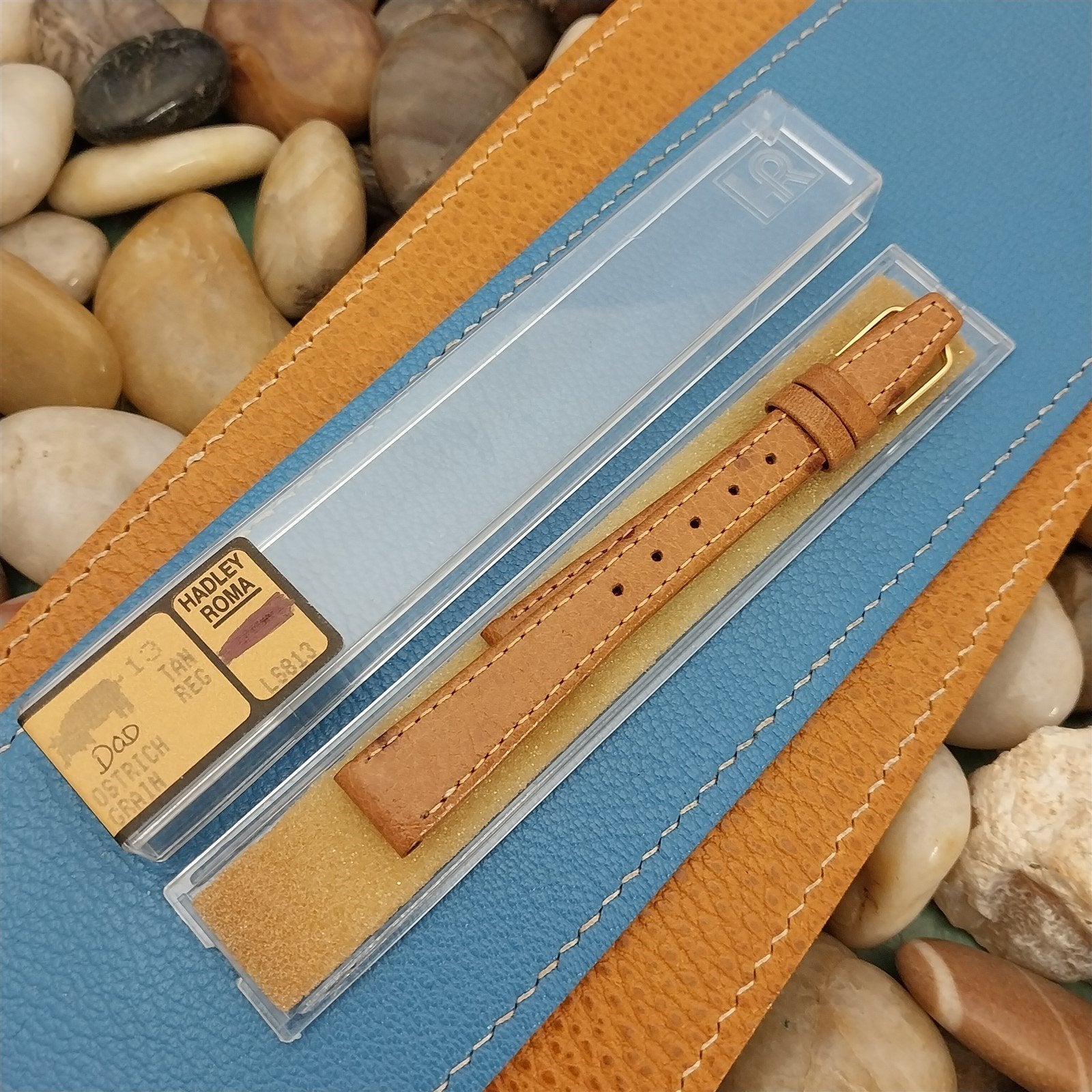 13mm Hadley Roma Tan Ostrich Grain Leather Unused nos Vintage Watch Band