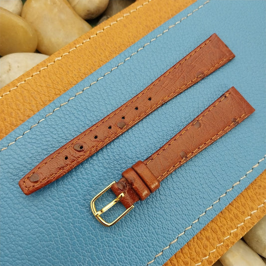 14mm Hadley Roma Brown Ostrich Grain Leather Ladies Unused Vintage Watch Band