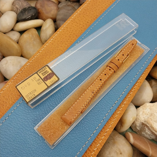 10mm Hadley Roma Brown Ostrich Grain Leather Ladies Unused Vintage Watch Band