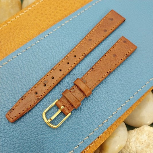 13mm Hadley Roma Brown Ostrich Grain Leather Ladies Unused Vintage Watch Band