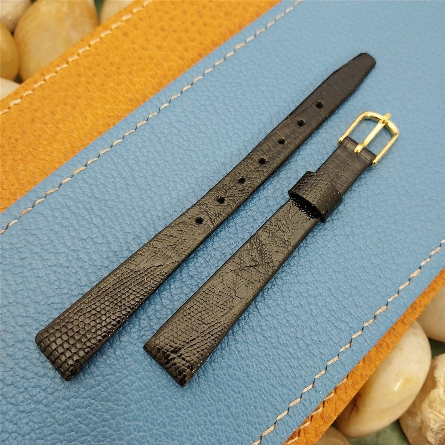 11mm Hadley Roma Black Genuine Lizard Ladies nos Unused Vintage Watch Band