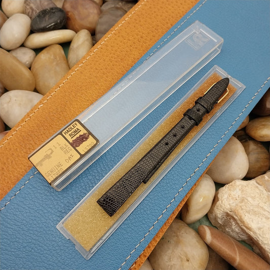 11mm Hadley Roma Black Genuine Lizard Ladies nos Unused Vintage Watch Band