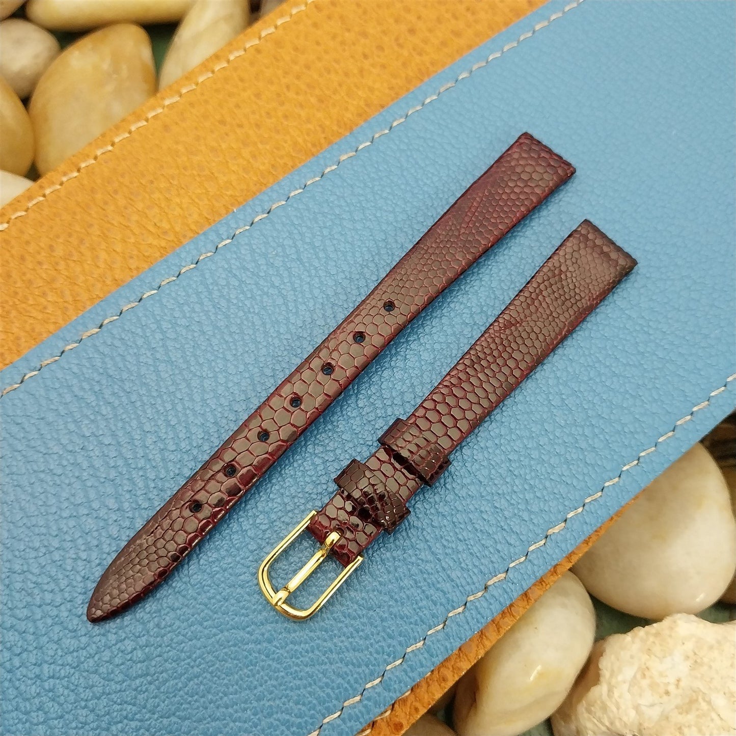 11mm Hadley Roma Burgundy Genuine Lizard Ladies Unused Vintage Watch Strap