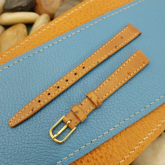 11mm Hadley Roma Tan Ostrich Grain Leather Classic Unused nos Vintage Watch Band