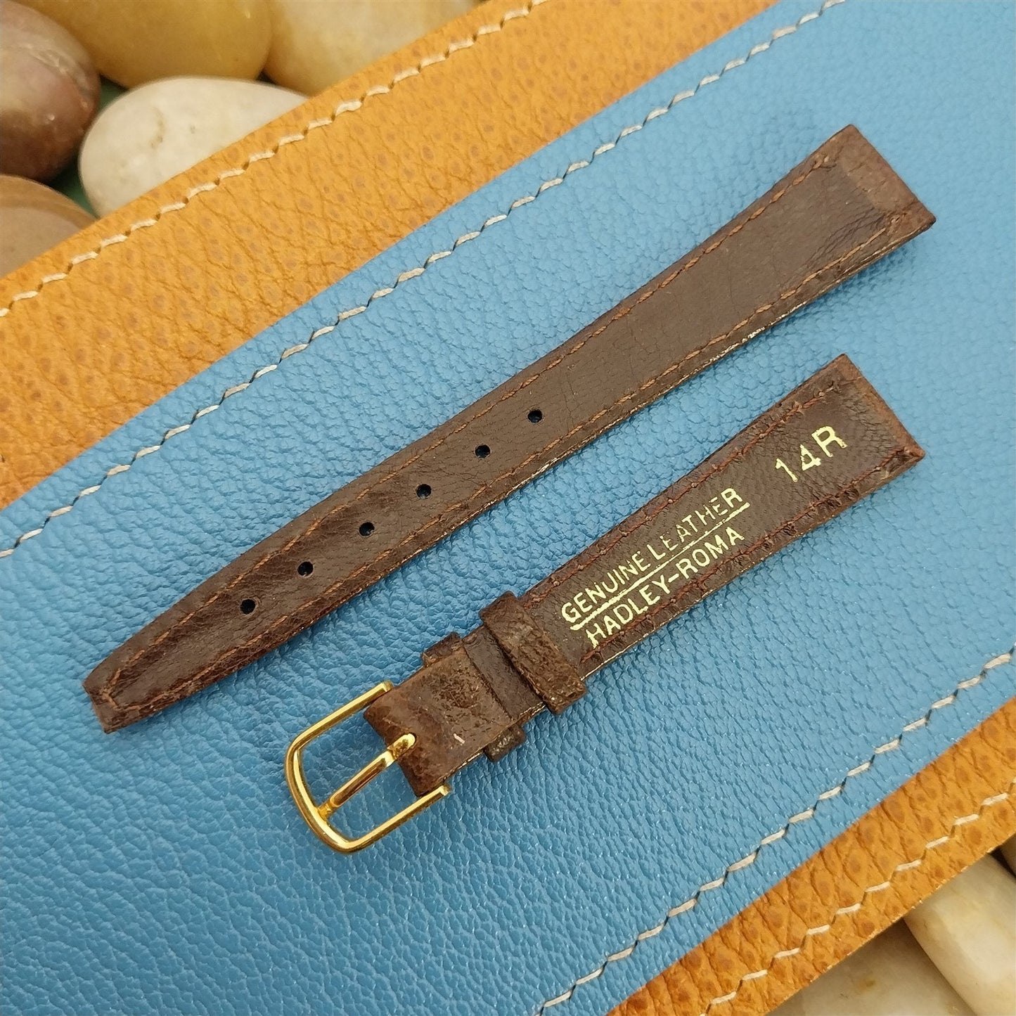 13mm Hadley Roma Brown Leather Unused nos Vintage Watch Band