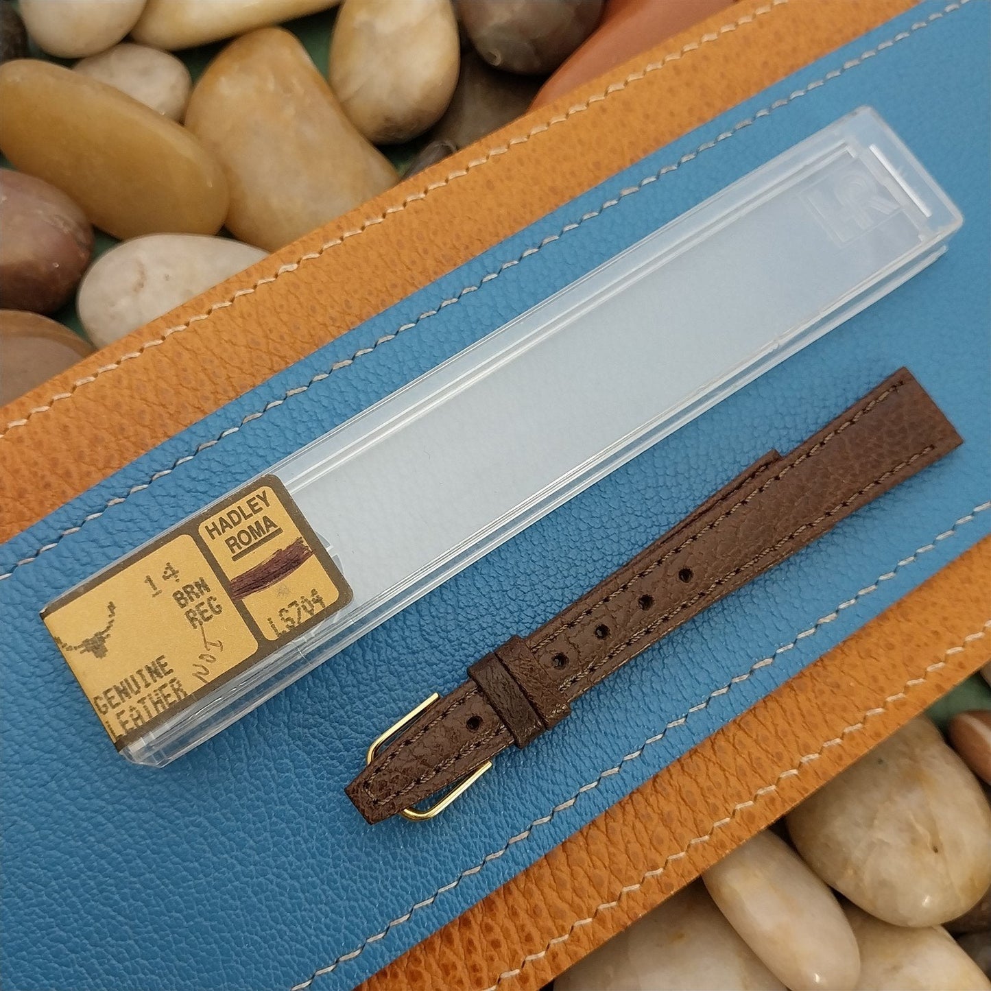 13mm Hadley Roma Brown Leather Unused nos Vintage Watch Band