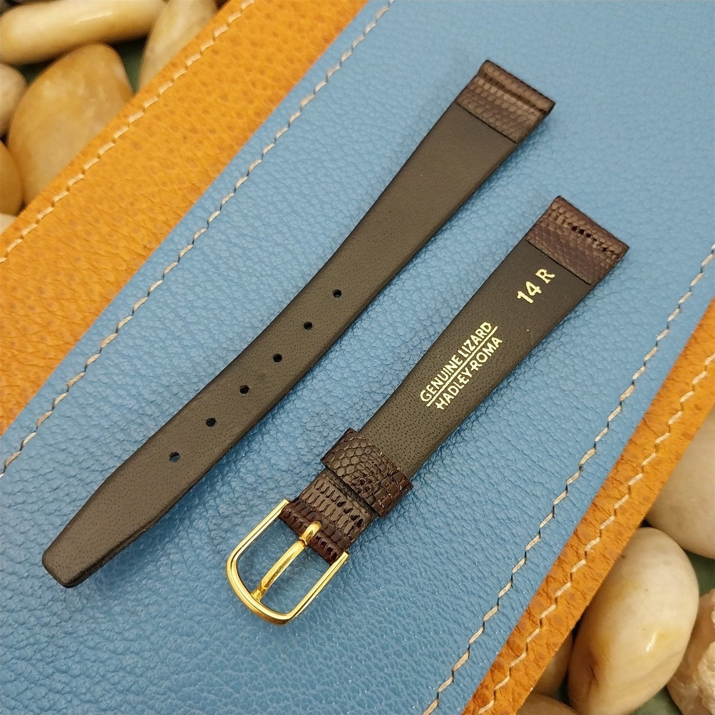 14mm Hadley Roma Brown Ladies Genuine Lizard Unused nos Vintage Watch Band