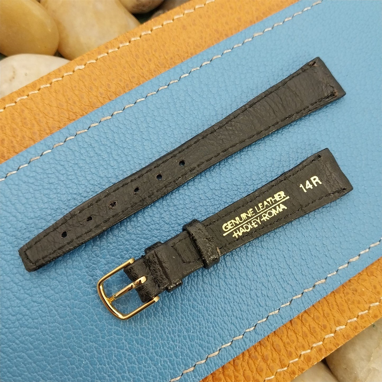 14mm Hadley Roma Black Calfskin Leather Ladies nos Unused Vintage Watch Band