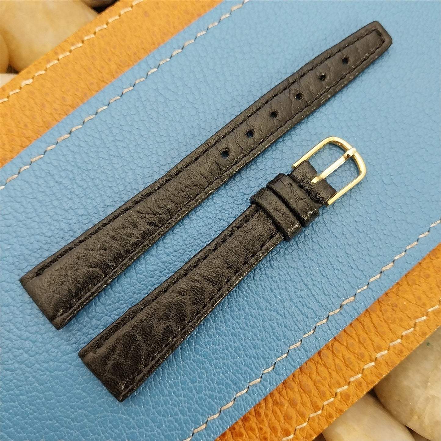 14mm Hadley Roma Black Calfskin Leather Ladies nos Unused Vintage Watch Band