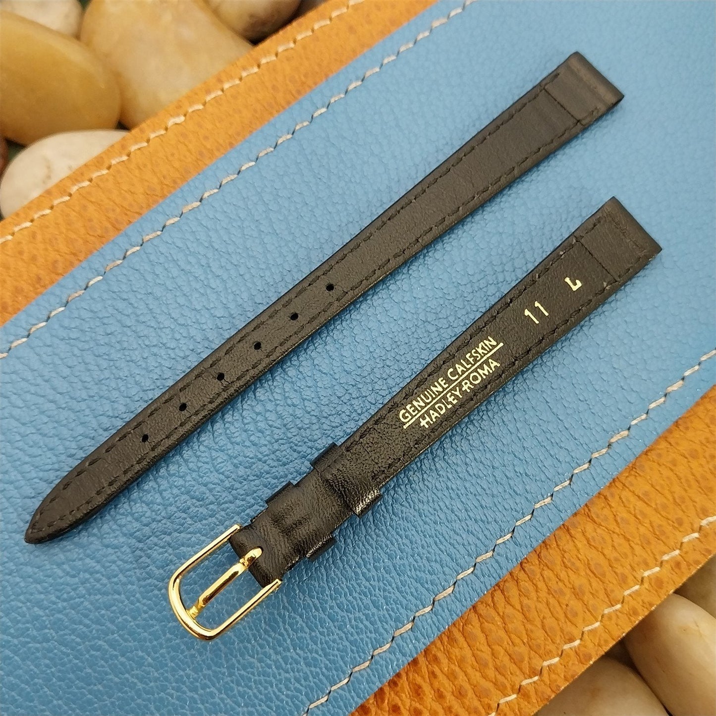 11mm Hadley Roma Black Calfskin Leather Ladies nos Unused Vintage Watch Band