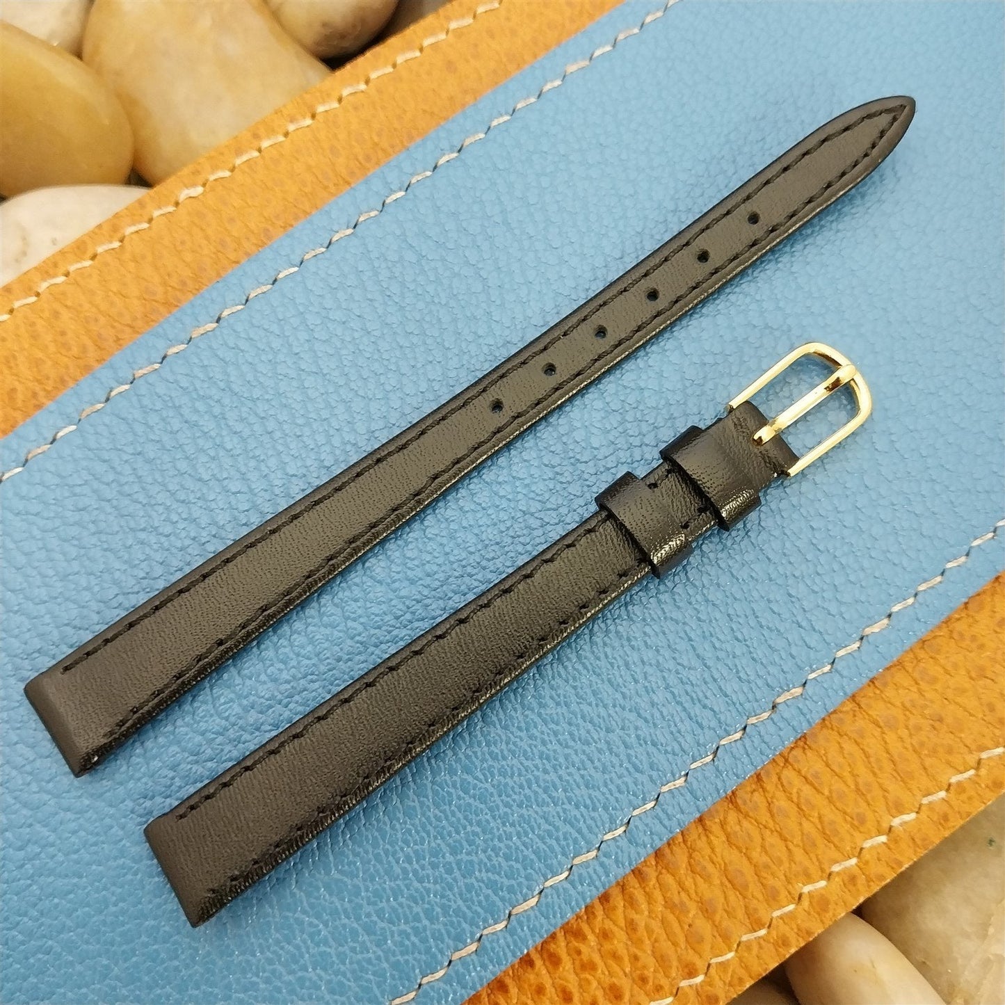 11mm Hadley Roma Black Calfskin Leather Ladies nos Unused Vintage Watch Band