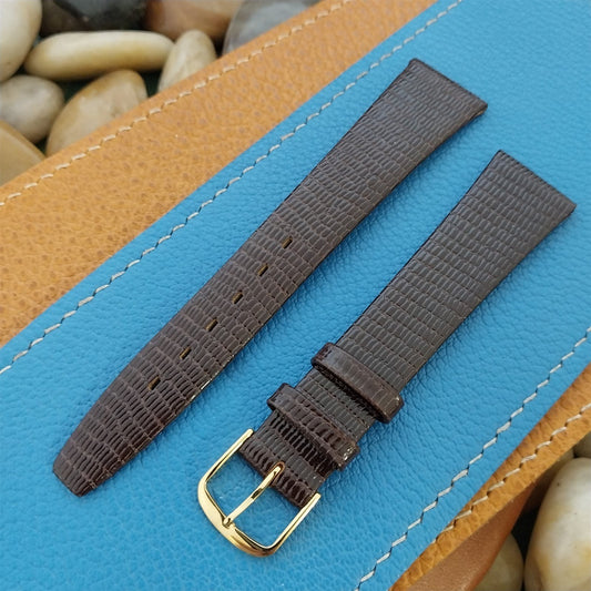 19mm Town &Country Brown Unpadded Lizard Grain Leather Tapered Unused Watch Band