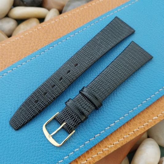 19mm Town &Country Black Unpadded Lizard Grain Leather Tapered Unused Watch Band