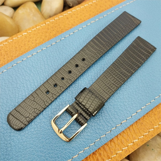 Vintage Seiko 16mm Lizard Strap & Gold-Tone Logo Buckle Unused Watch Band