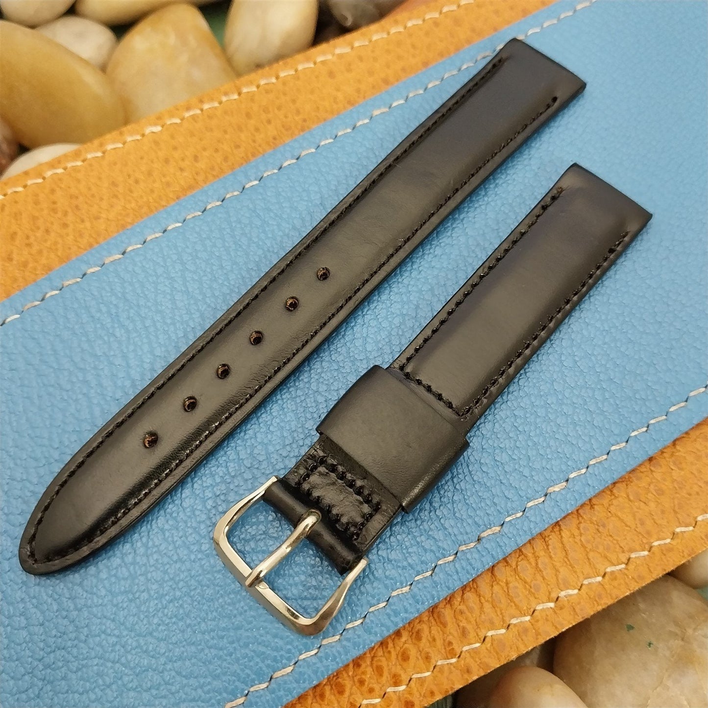 Vintage 5/8" 1-Keeper Black Calf Leather Mormac 1960s nos Unused Watch Band