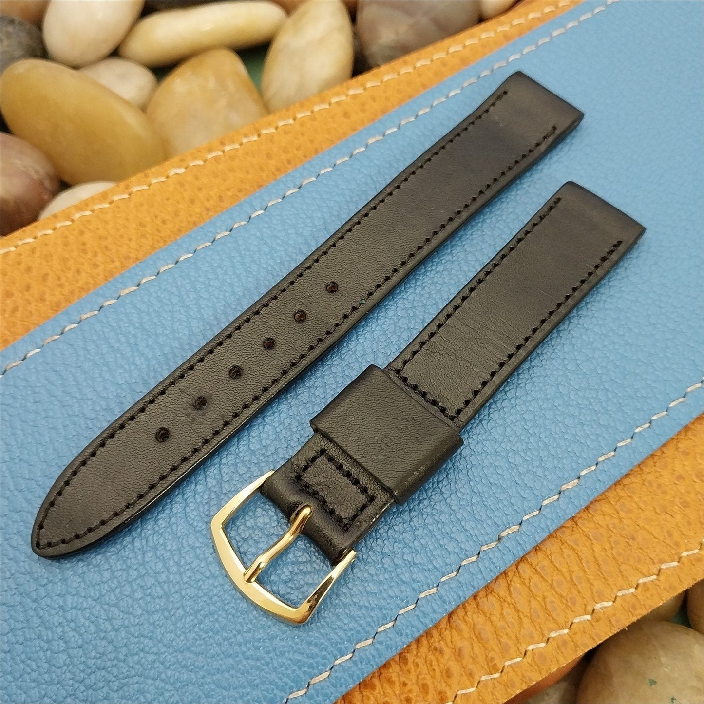 Vintage 5/8" 1-Keeper Black Calf Leather Mormac 1960s nos Unused Watch Band