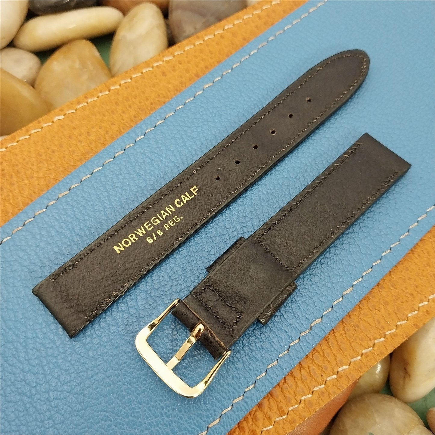 Vintage 5/8" 1-Keeper Black Calf Leather Mormac 1960s nos Unused Watch Band