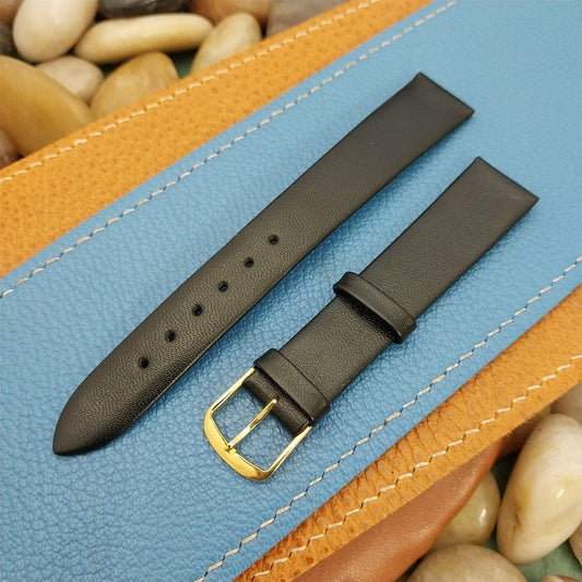 Vintage 16mm Black Calfskin Leather Downing nos Unused 1980s Watch Band