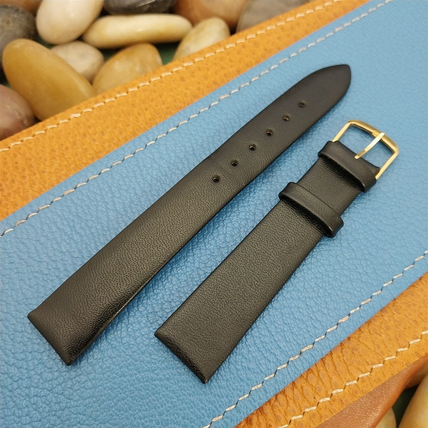 Vintage 16mm Black Calfskin Leather Downing nos Unused 1980s Watch Band