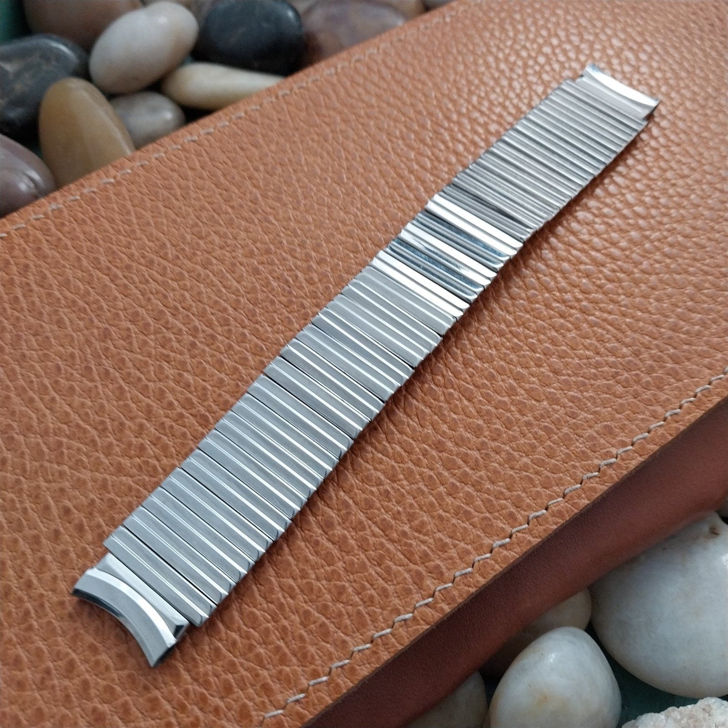 17.3mm 17mm Gemex Wide Stainless Steel Expansion nos 1950s Vintage Watch Band