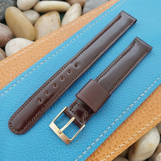 Padded Shell Cordovan Brown 5/8" Town &Country Long nos 1950s Vintage Watch Band