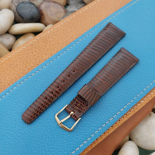 Vintage 19mm Mormac Brown Lizard Tapered Single-Keeper Unused 1960s Watch Band