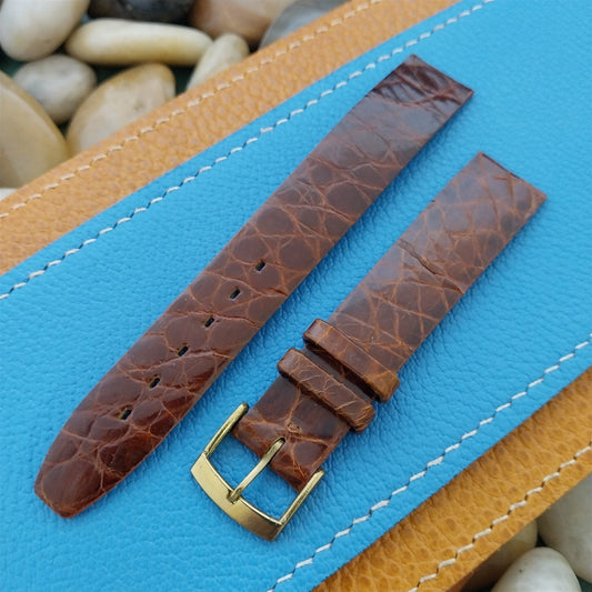 Vintage 5/8" Alexander Brown Thin Alligator Unused Classic 1960s Watch Band