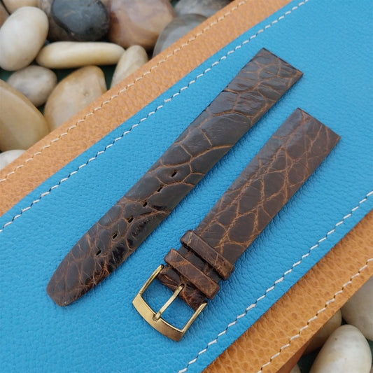 Vintage 18mm Alexander Brown Thin Alligator Unused Classic 1960s Watch Band