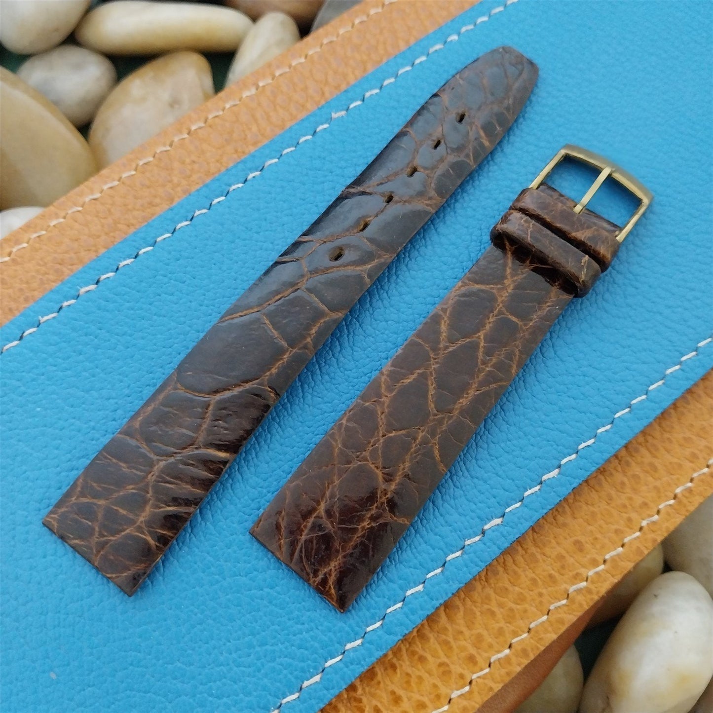 Vintage 18mm Alexander Brown Thin Alligator Unused Classic 1960s Watch Band