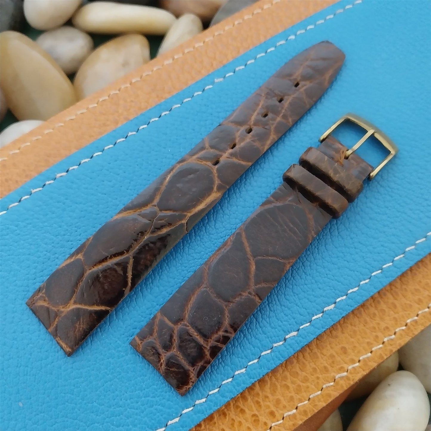 Vintage 17.5mm Alexander Brown Thin Alligator Unused Classic 1960s Watch Band