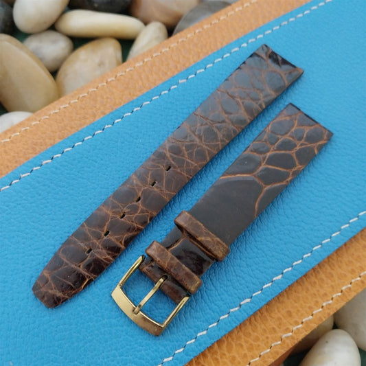 Vintage 17.7mm Alexander Brown Thin Alligator Unused Classic 1960s Watch Band